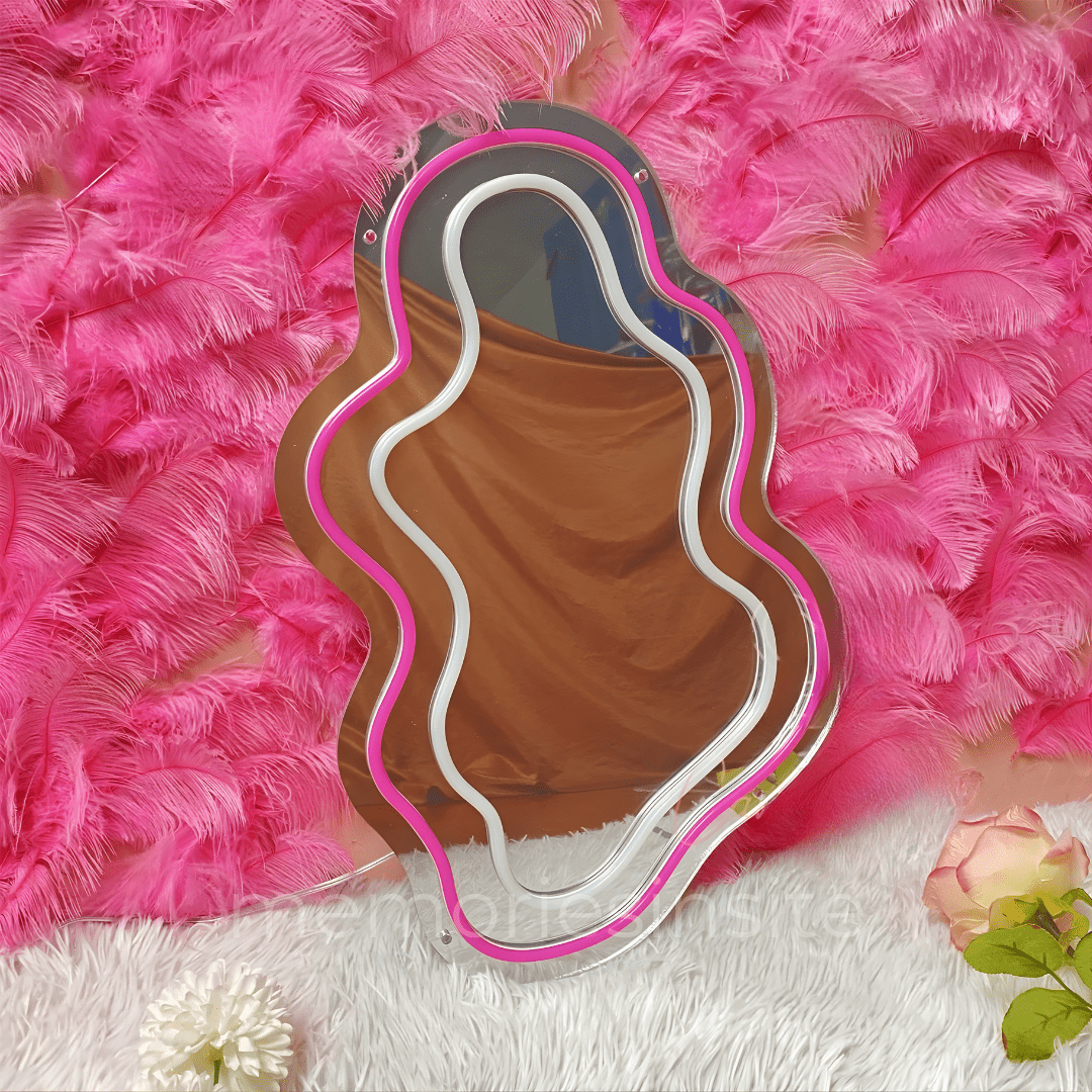Wavy Contour Neon Acrylic Mirror — Modern Glow Statement Decor - Memories InsiteWAVY CONTOUR ACRYLIC NEON MIRROR- 5*7.7 INCH